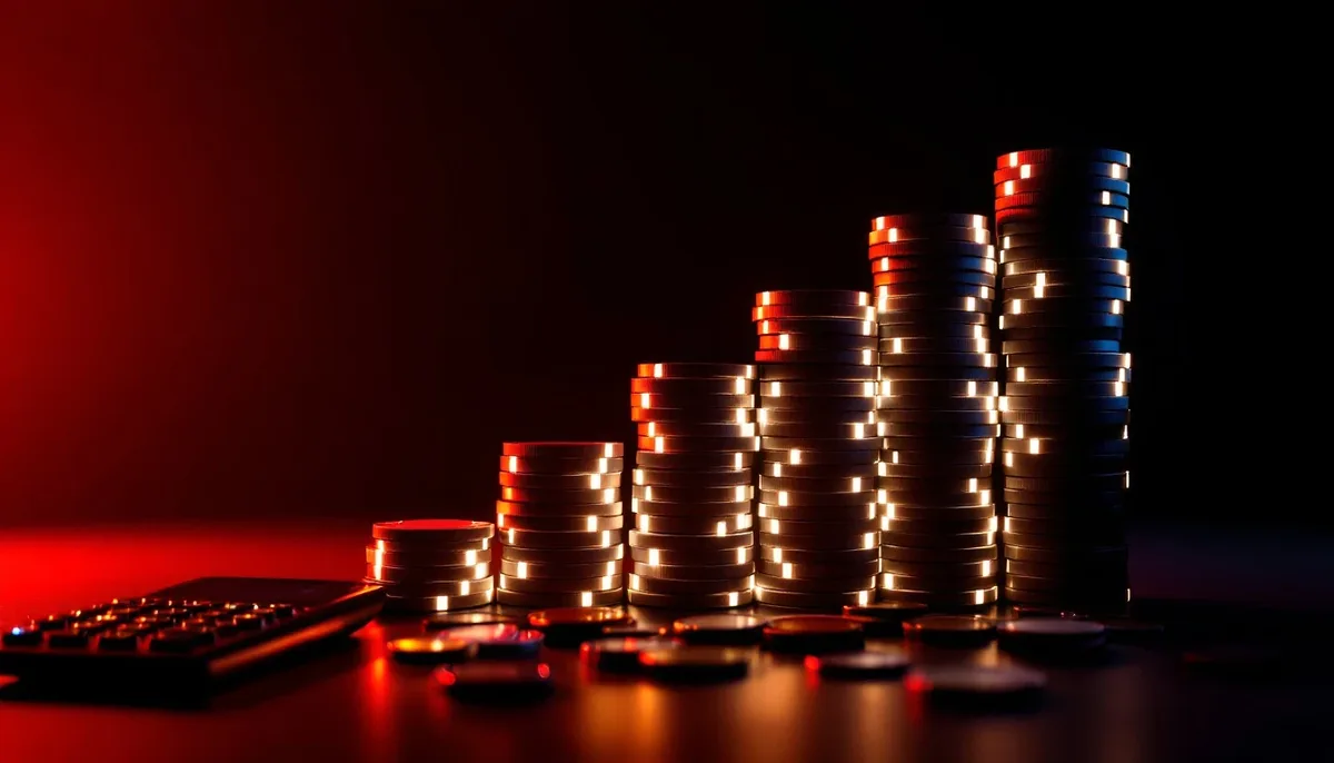 Stacks of casino chips charting online casino startup costs