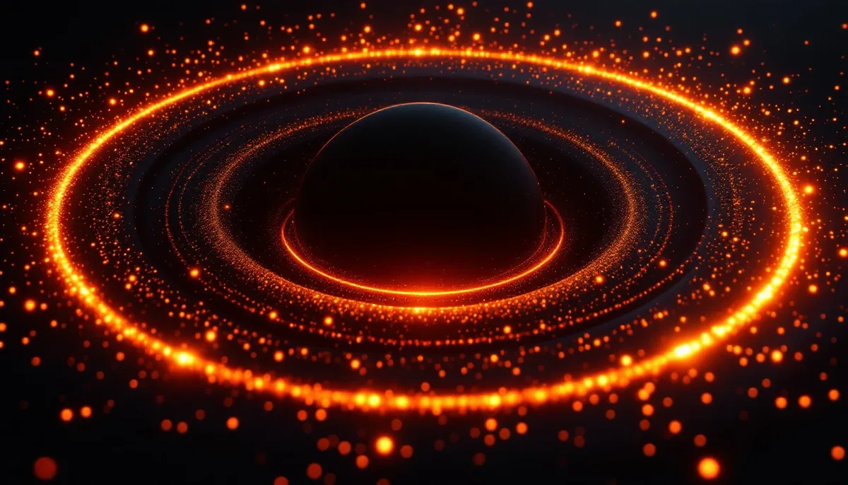 Particles orbiting a core illustrating player retention mechanics